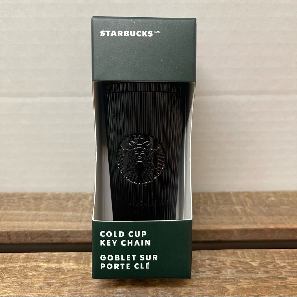 STARBUCKS Jet Black Pleated Mini Cold Cup Key Chain